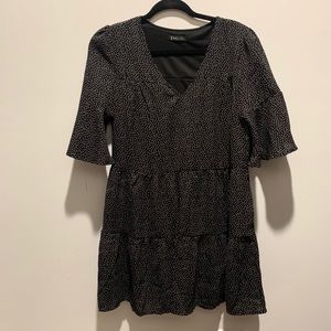 Navy and white polka dot dress